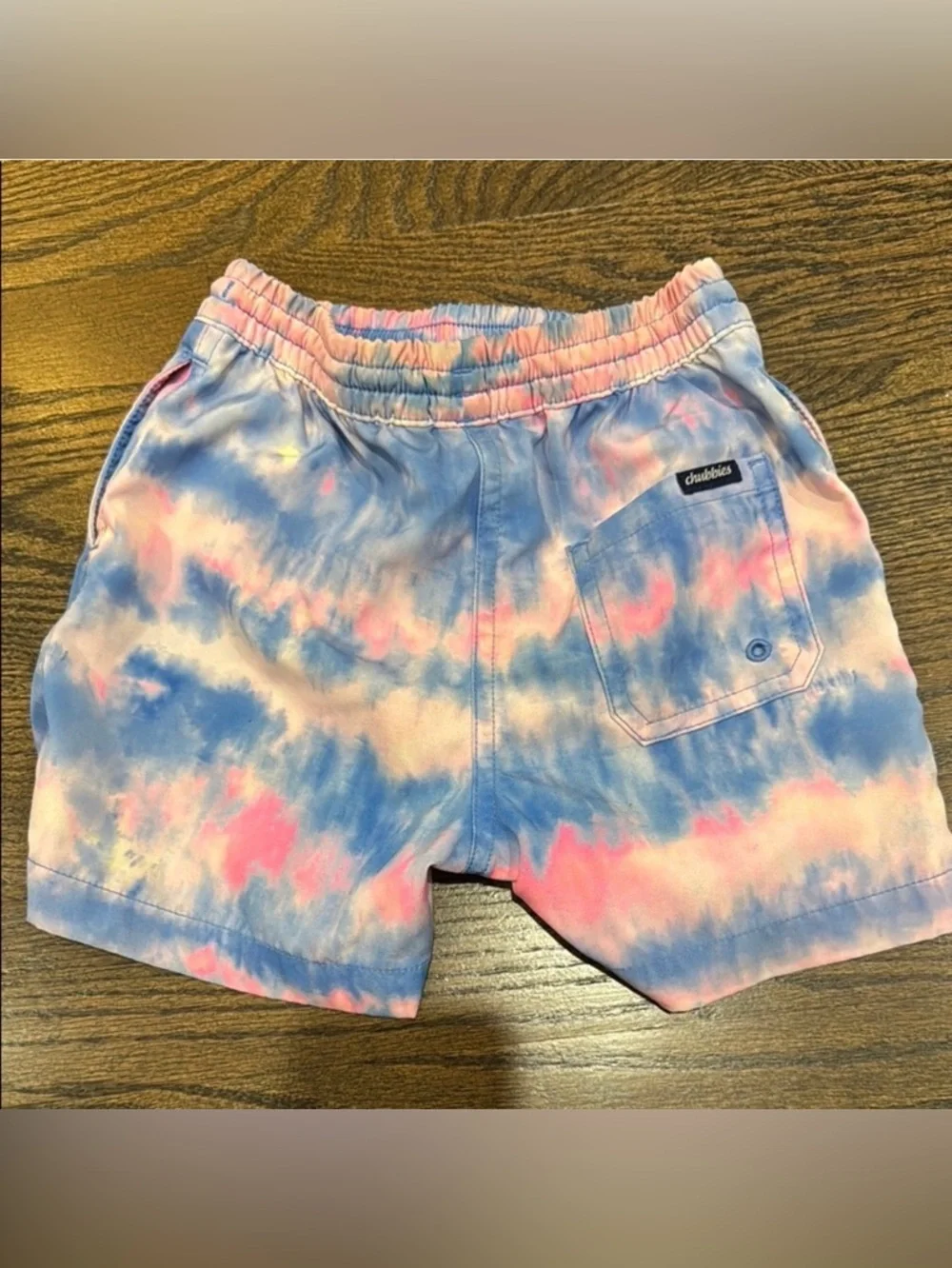 chubbies Tie-Dye Blue Pink Kids Swim Trunks - Picture 3 of 5